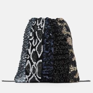 Zara multicolour metallic sequin beaded pouch bag